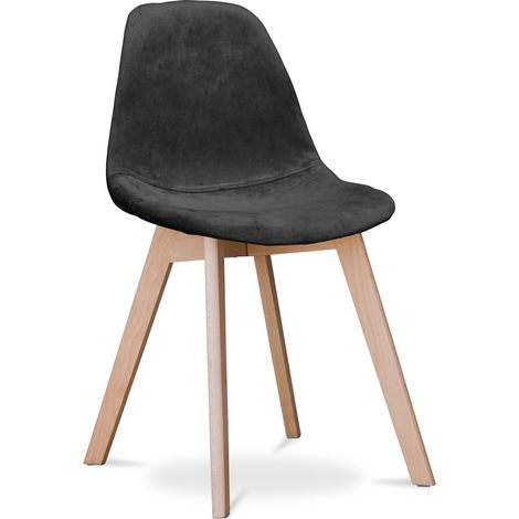 Fabric Upholstered Dining Chair - Scandinavian Style - Denisse Black (1/4)
