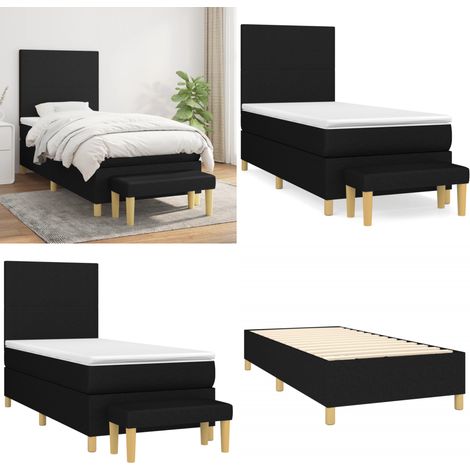 Boxspringbett mit Matratze Schwarz 100x200 cm Stoff - Boxspringbett - Doppelbett - Schlafraum - Bettgestell - Bettenausstattung - Home & Living (1/5)