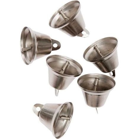 6 grandes cloches en métal argenté (1/3)