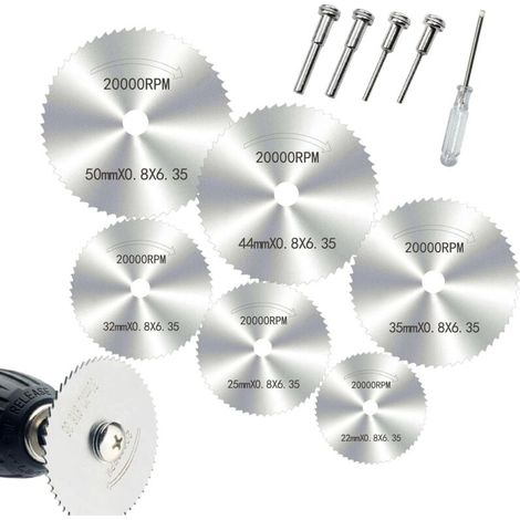 6 Pieces Rotary Tool Cutting Discs, HSS Disc Drill Blades, Mini High-Speed Steel Circular Saw Blades, Mini Diamond Cutting Disc, for Cutting Wood, Plastic, and Metal (1/5)