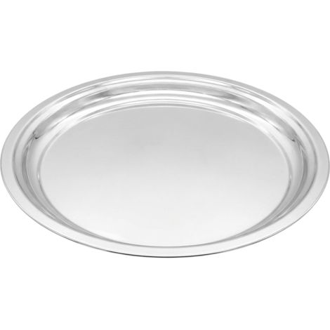Metall Kerzentablett aus Zink rund - 38 cm - Silber glänzendes Dekotablett mit Rand