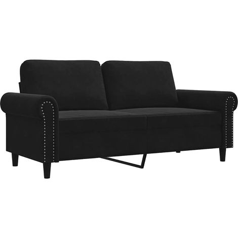 Canapé Sofa à 2 places Noir 140 cm Velours (1/5)