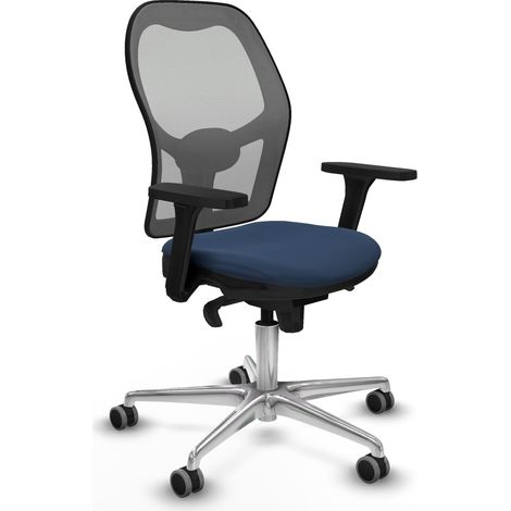 Jorquera sincro malla gris similpiel azul marino brazos 3D base aluminio ruedas 65mm engomada (1/5)