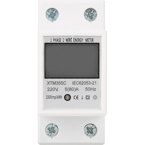 Compteur sur rail LCD monophasé 2P XTM35SC, 220 V 5 A (1/5)