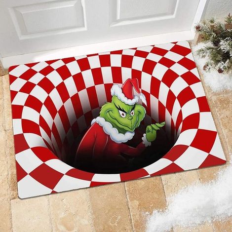 Mat of door of Christmas, mat of door non-slip decorative for the parties, mat soft to illusion visual 3D, red, 40 x 60cm (1/5)