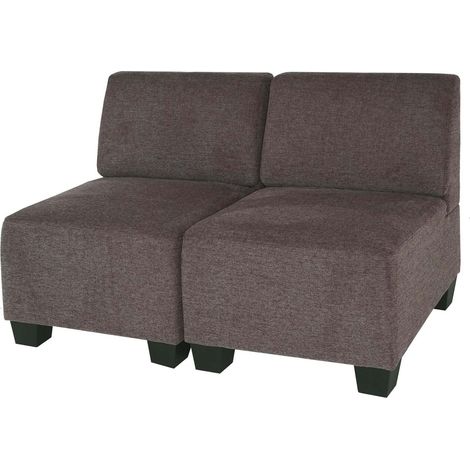 Salotto modulare componibile lounge moderno Lione N71 tessuto divano 2 posti senza braccioli marrone