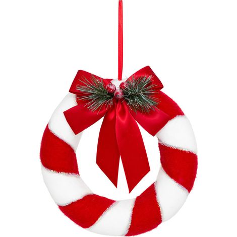 Couronne de Noël Rouge et Blanc avec Noeud et déco  D 23 cm - Feeric Christmas (1/2)