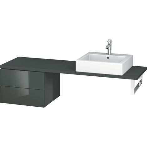Duravit L-Cube Base pour console, largeur 520mm, profondeur 477mm, 2 tiroirs, Coloris: Laque Dolomiti Grey brillante - LC582703838 (1/4)
