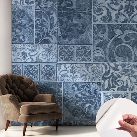 Fototapete Selbstklebend - trendige Wanddeko - Schlafzimmer - Wohnzimmer Pflanzliche Ornamente 250x250 cm (1/5)
