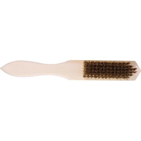 Brosse de Nettoyage en Fil de Cuivre Manche en Bois, Brosse Solide pour Enlever la Rouille et Nettoyer les Interstices, Outil Portable pour Usage Industriel (1/5)