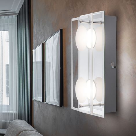 Lampada da parete Lampada da parete a LED cromata dimmerabile Lampada da ingresso Lampada da corridoio Lampada da scala in vetro Lampada da bagno, dimmer a 4 livelli, 2x 5W 2x 350lm bianco caldo, LxH 