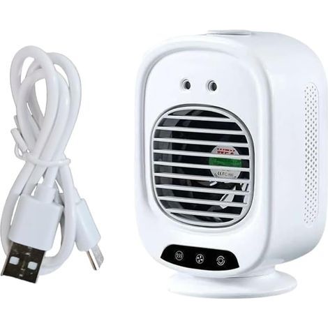 climatiseur mobile sans évacuation,280 ml Grand réservoir d'eau,À double trou pulvérisation Port Type-C, Travail Blanc (1/5)