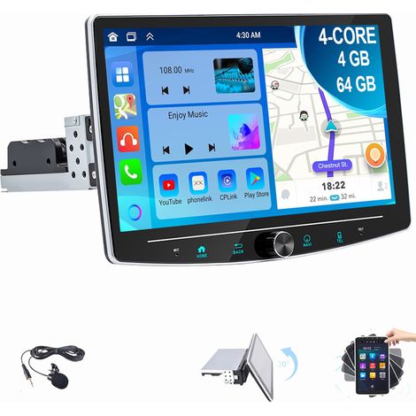 Autoradio Android 14 Apple Carplay GPS Navi BT RDS 1 DIN Écran rotatif à 360° 2+64G