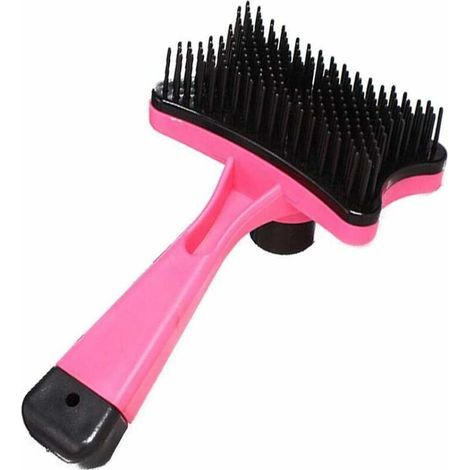 Cepillo autolimpiante para perros y gatos, peine de baño para mascotas, herramienta de aseo para mascotas – limpieza con un solo clic (rosa) (1/5)
