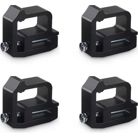 4 morsetti per copertura cassone del camion per montaggio su cassone camper, in lega di alluminio resistente, neri, universali, adatti a coperture per cassone pickup. (1/3)