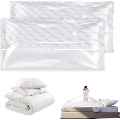 Lot de 2 sacs sous vide pour matelas : 220 x 100 cm, sacs sous vide, réutilisables, imperméables, pour couettes, vêtements, matelas, coussins, grands tissus (1/5)