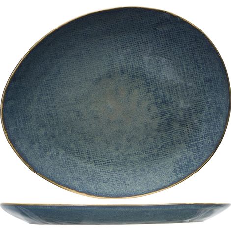 Assiette ovale à dessert Bleu-19,5X16,5Cm-Lot de 6 (1/2)