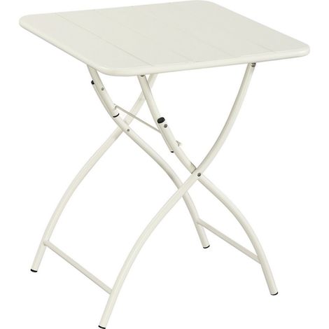 Square Bistro Folding Garden Table - Metal - L60 X W60 X H73.5 cm - White - Part Assembled