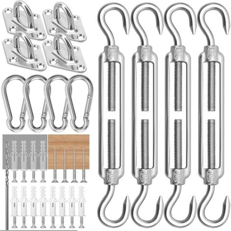 M6 Kit de Fixation pour auvent en Acier Inoxydable Robuste pour Triangle et carré, rectangulaire, Accessoires de Fixation de Voile d'ombrage (1/4)