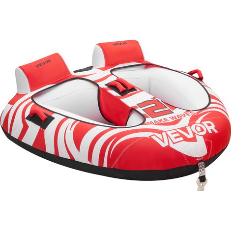 VEVOR Galleggiante di Traino per Barche Tubo Galleggiante per Sport Acquatici per 2 Persone Carico max 154 kg, Tubo di Traino per Sport Nautici con Copertura in Nylon, Divertimento sul Mare, Rosso (1/5)