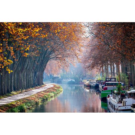 Tableau sur toile canal du midi 30x45 cm - Impression sur Toile Murale Décorative - Image imprimée en HD sur Toile - Toile sur Châssis en Bois FSC - Fabriqué en France (1/4)