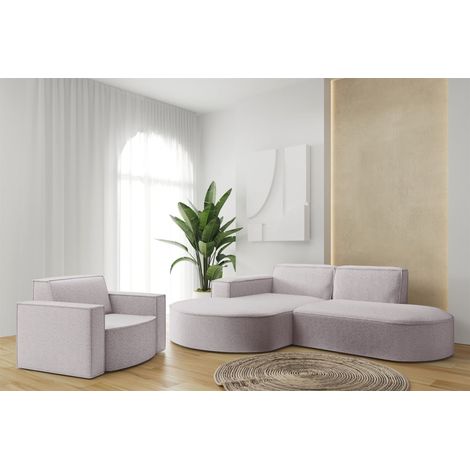 Sofa Set 2-teilig Sessel und Ecksofa PALMA XS Stoff Ascot Rose Ottomane Links (1/3)