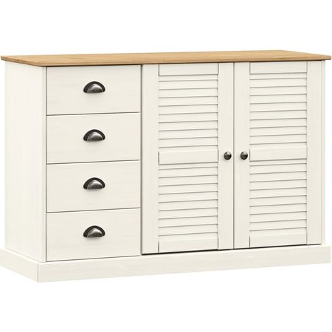 Aparador cómoda armario mueble organizador cocina salón salón con cajones 113 x 40 x 75 cm madera maciza de pino blanco 020030131