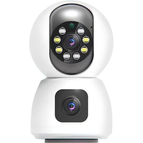 WiFi-Überwachungskamera mit zwei Objektiven für den Innenbereich für Sicherheit, 1080P, automatische Verfolgung, Bewegungserkennung, Nachtalarmbenachrichtigung