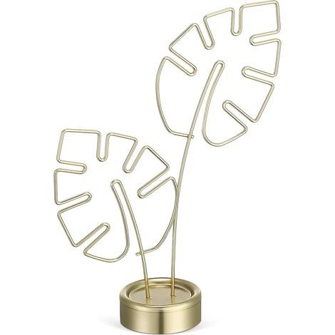 Porte-carte de Bureau en Acier Inoxydable Or Forme Monstera, Pince Mémo Créative pour Organisation de Bureau et Décoration de Mariage (1/5)