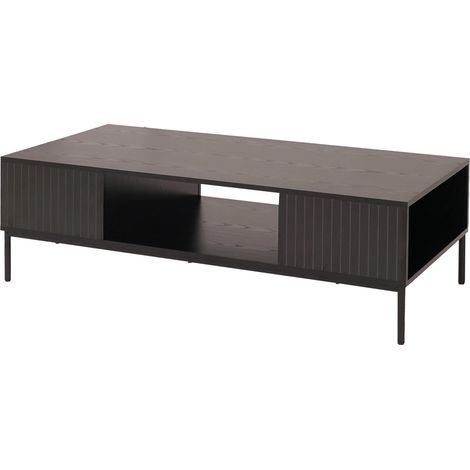 [JAMAIS UTILISÉ] Table basse HHG-294, Table de salon Table d'appoint Table de rangement Compartiments, mélamine MDF 39x120x60cm, aspect bois noir (1/5)