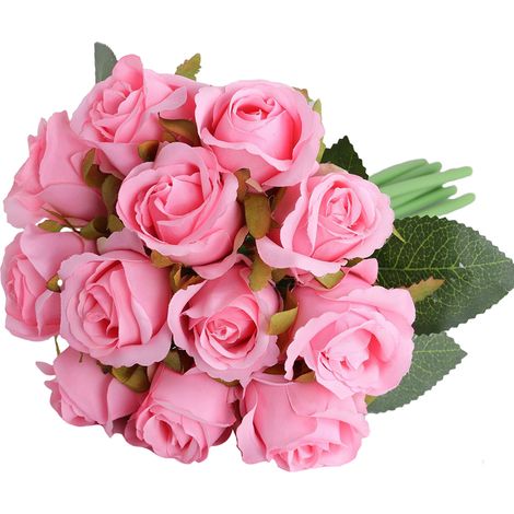 Bouquet de roses artificielles couleurs vives, décoration florale simulée pour mariage et fête (1/5)
