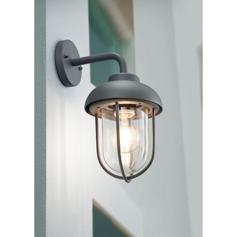 Duero Antracita Entrada Aplique Glass Lantern Trio Lighting