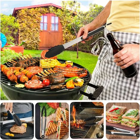 Ensemble de 3 ustensiles de cuisine : pinces alimentaires, pinces à pain, pinces à barbecue (1/5)