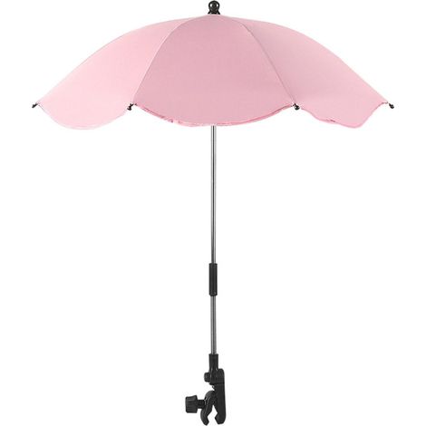 Parasol réglable à 360° avec pince, protection UV, pour chaises longues, transats et poussettes, rose (1/5)