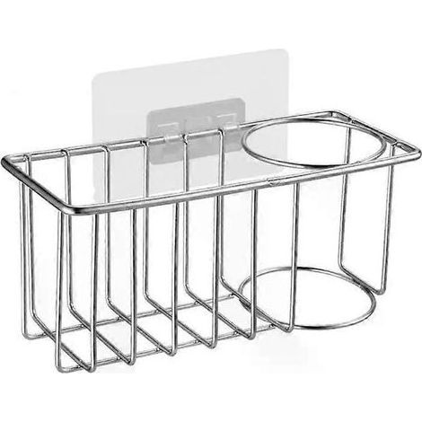 Organisateur d'évier de cuisine avec égouttoir en acier inoxydable. porte-savon et porte-éponge. panier à linge et porte-torchons. (1/4)