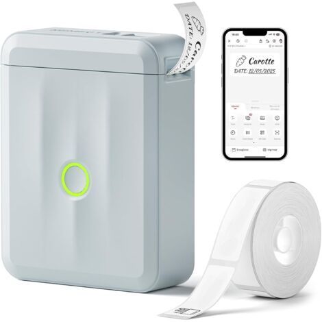 D110 Étiqueteuse avec l'étiquettes, Imprimante d'étiquettes Autocollante Portable, Mini imprimante Bluetooth pour la Maison, Le Bureau et l'école (1/5)