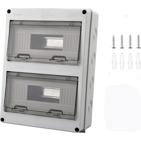 Coffret Electrique Etanche Exterieur IP65, 24 Modules avec Terminaux et Rails Intégrés Boîte à Fusibles Distributeur en Saillie, Abs de Surface en Plastique avec Porte Transparente (1/5)