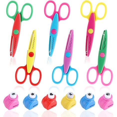 6 pcs Ciseaux de Bricolage pour Enfants,6 Perforatrices à Papier ciseaux enfant,ciseaux cranteurs papier,6 Perforatrices à Papier,6 Formes de Coupe Différentes pour Crèche,Débutants (1/5)