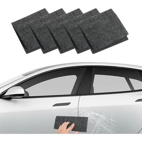 Lot de 5 chiffons nano à paillettes pour voiture, chiffon magique anti-rayures, efface-rayures pour carrosserie, répare facilement les rayures légères, la peinture automobile et les taches d'eau