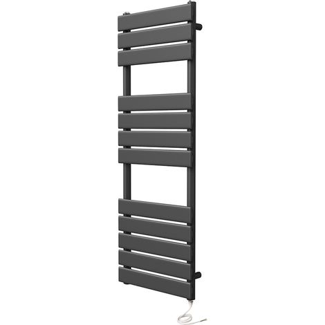 Richmond Electric Heated Towel Rail 400mm W x 1200mm H Black Flat Panel Bathroom Radiator