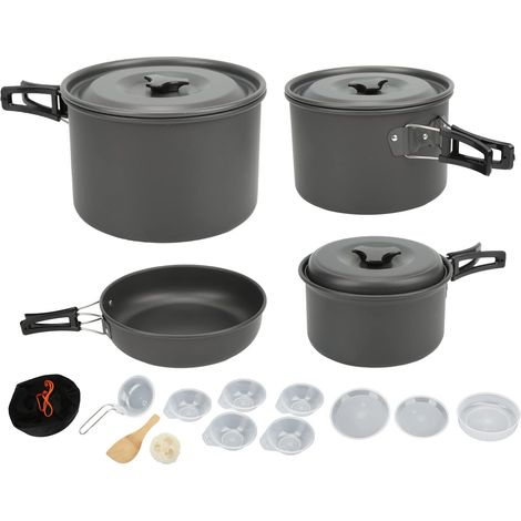 Batterie De Cuisine De Camping, Design Anti-brûlure, Batterie De Cuisine De Camping Portable En Plein Air Avec Poignée Pliable Pour Camping, Randonnée, Randonnée, Conduite Autonome, Vélo, Pêche (1/5)