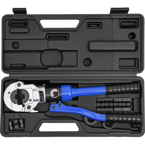 Pinza crimpatrice idraulica 8T, pinza crimpatrice idraulica manuale, pinza crimpatrice con testa girevole a 360°, V12, V15, V18, V22, V28 (blu)