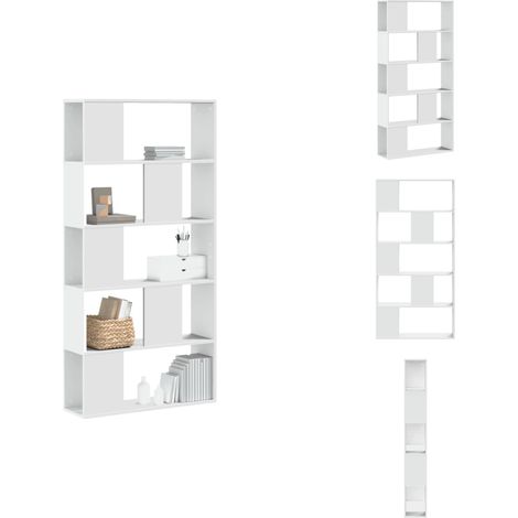 Bibliothèque 5 niveaux blanc 80,5x23,5x162,5 cm bois ingénierie - Bibliothèque Blanche - Bibliothèque Design - Bibliothèque Moderne - Étagère Murale - Meuble Rangement (1/5)