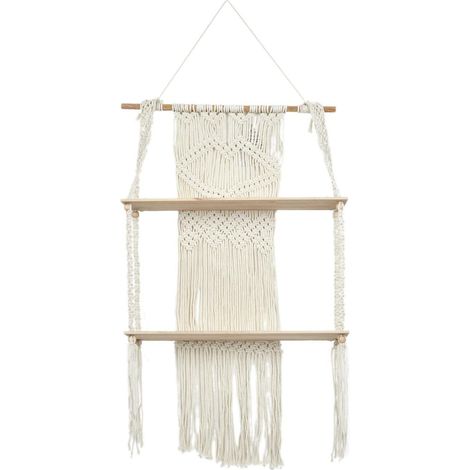 Großes Makramee-Boho-Regal BEIGE (1/5)