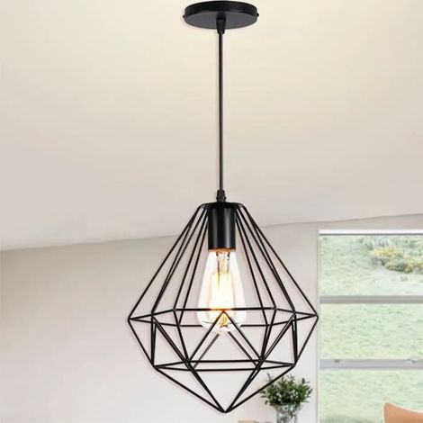 U-Do Suspension Luminaire design Vintage Lustre en Métal Noir E27 Rétro Lampe Ajustable Industriel pour Escaliers Salon (1/4)