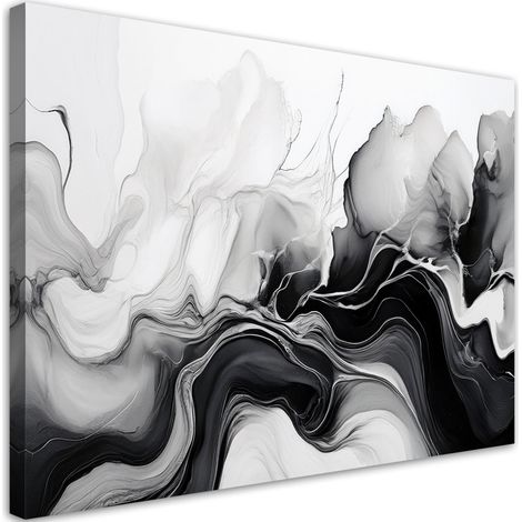 Tableau déco Abstrait noir et blanc encre 100x70 (1/5)
