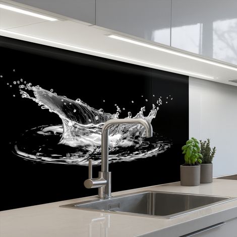 Kitchen Splashback Water - Splash - Water - Black 80x60 cm