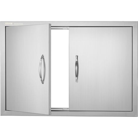 Porte d'Accès pour Barbecue, Double Porte de Cuisine Extérieure 774x533x45 mm, Porte Encastrée en Acier Inoxydable, avec Poignées, pour Îlot de Barbecue, Station de Grillades, Placard Extérieure (1/5)