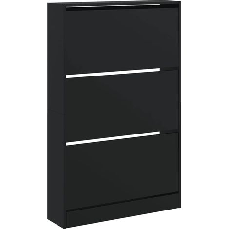 Scarpiera mobiletto portascarpe mobile per ingresso/corridoio/soggiorno 80 x 21 x 125,5 cm legno ingegnerizzato nero 020022019