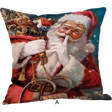 Modischer Heimdekor-Weihnachts-Leinen-Kissenbezug für Sofa-Lendenkissen (1/2)